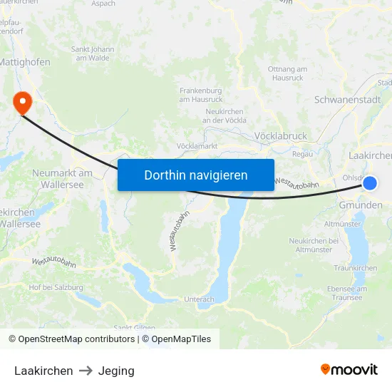 Laakirchen to Jeging map