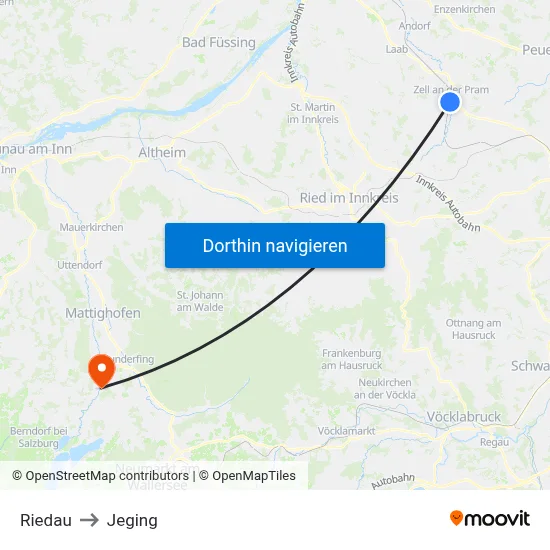 Riedau to Jeging map