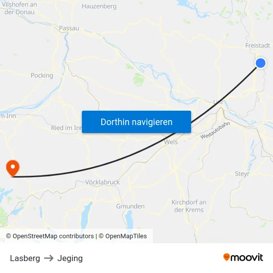 Lasberg to Jeging map