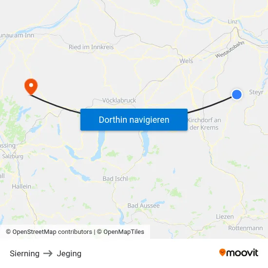 Sierning to Jeging map