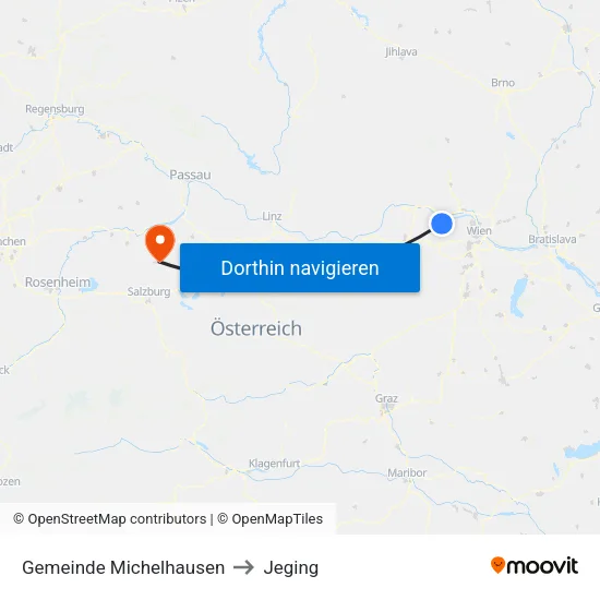 Gemeinde Michelhausen to Jeging map