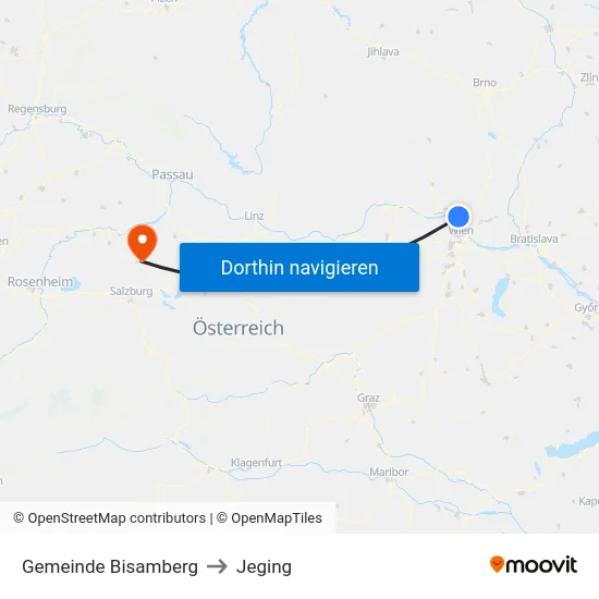 Gemeinde Bisamberg to Jeging map