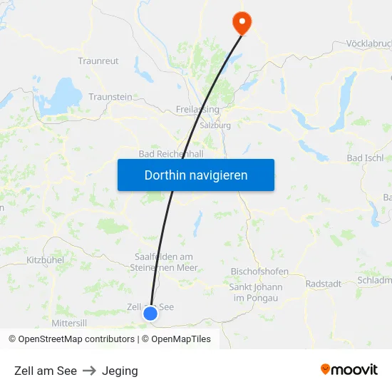 Zell am See to Jeging map