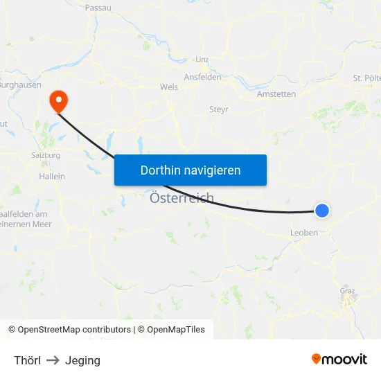 Thörl to Jeging map