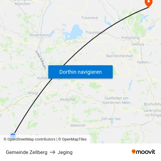 Gemeinde Zellberg to Jeging map