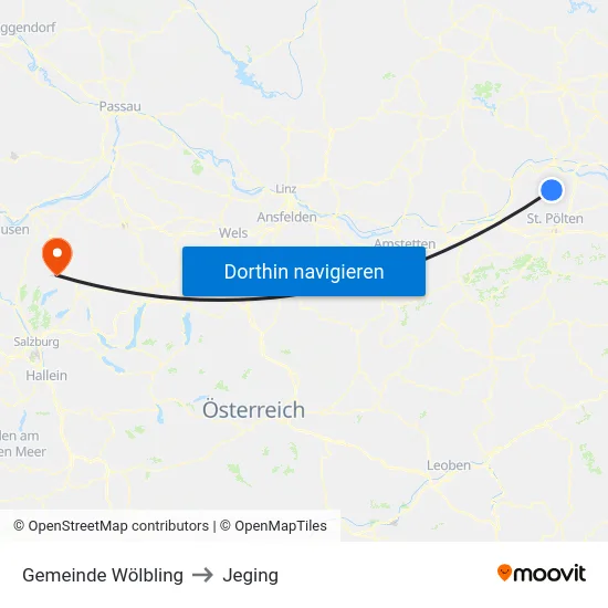 Gemeinde Wölbling to Jeging map