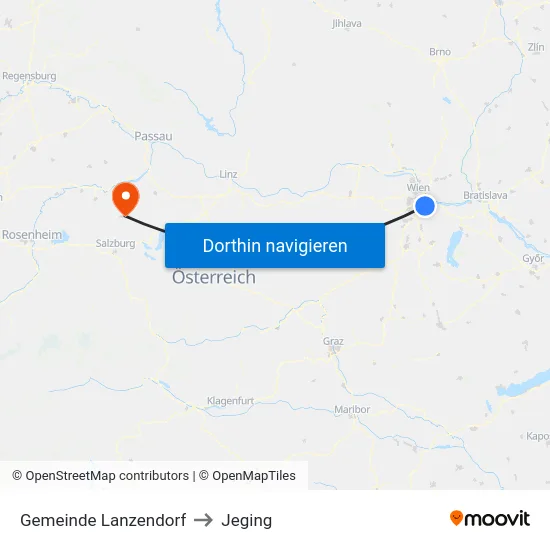 Gemeinde Lanzendorf to Jeging map