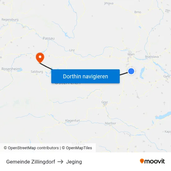 Gemeinde Zillingdorf to Jeging map