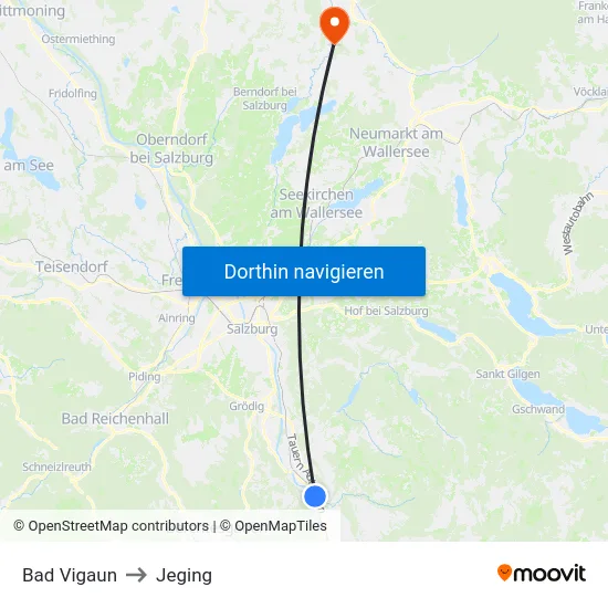 Bad Vigaun to Jeging map