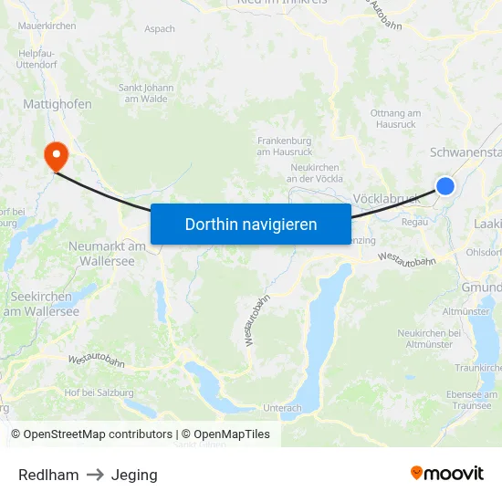 Redlham to Jeging map