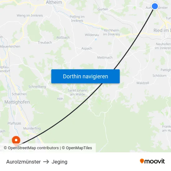 Aurolzmünster to Jeging map