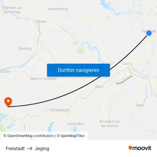 Freistadt to Jeging map