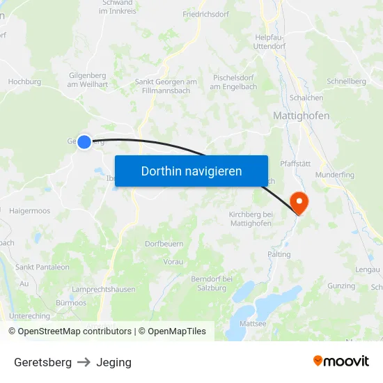 Geretsberg to Jeging map