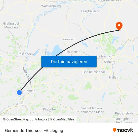 Gemeinde Thiersee to Jeging map