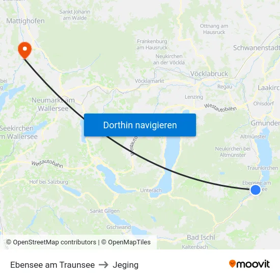 Ebensee am Traunsee to Jeging map