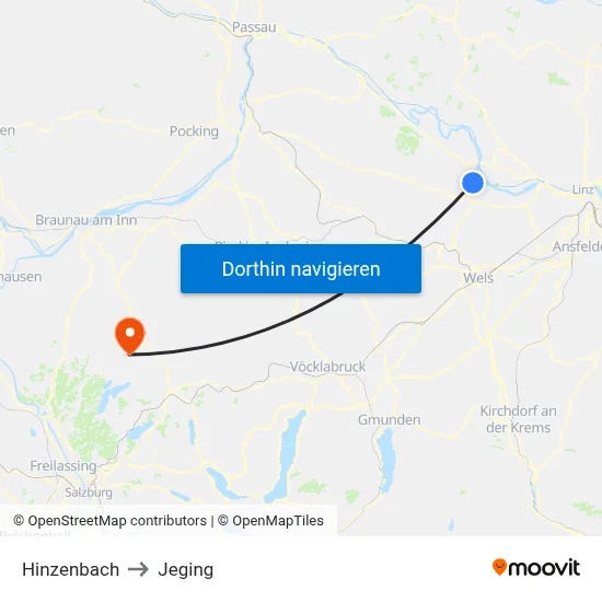 Hinzenbach to Jeging map