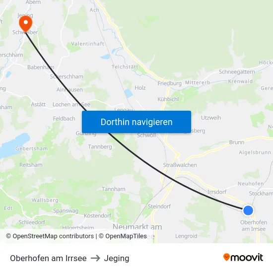 Oberhofen am Irrsee to Jeging map