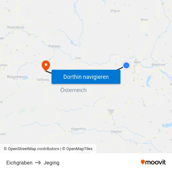 Eichgraben to Jeging map