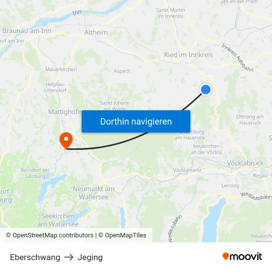 Eberschwang to Jeging map