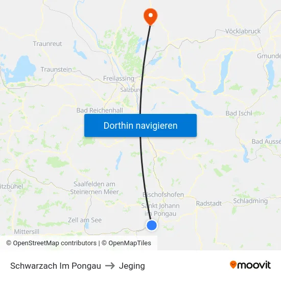 Schwarzach Im Pongau to Jeging map