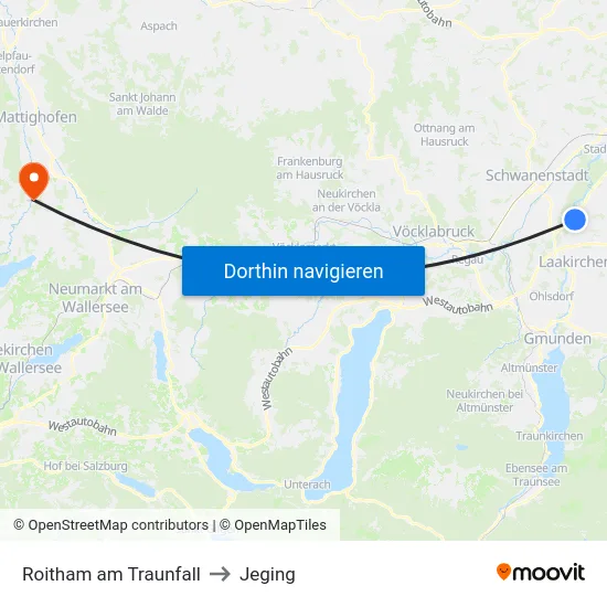 Roitham am Traunfall to Jeging map