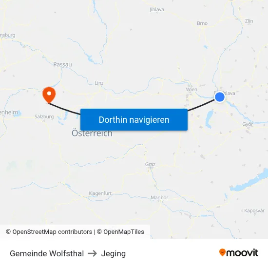 Gemeinde Wolfsthal to Jeging map