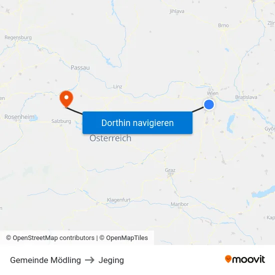 Gemeinde Mödling to Jeging map