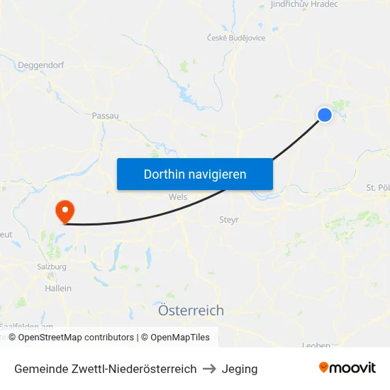 Gemeinde Zwettl-Niederösterreich to Jeging map