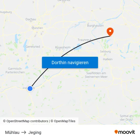 Mühlau to Jeging map