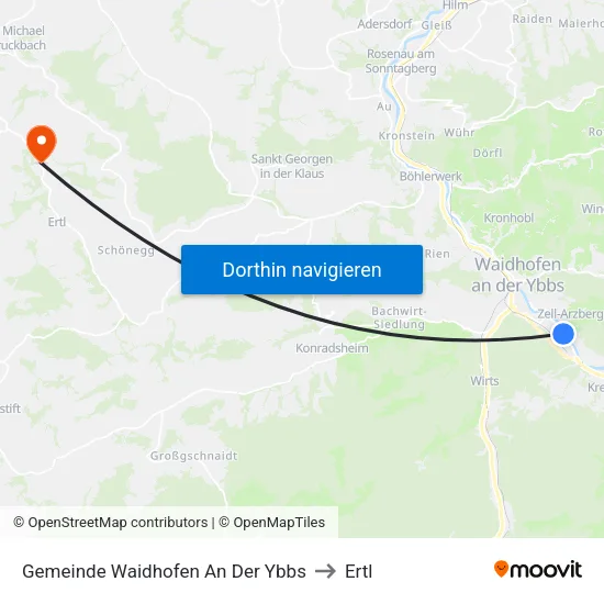 Gemeinde Waidhofen An Der Ybbs to Ertl map