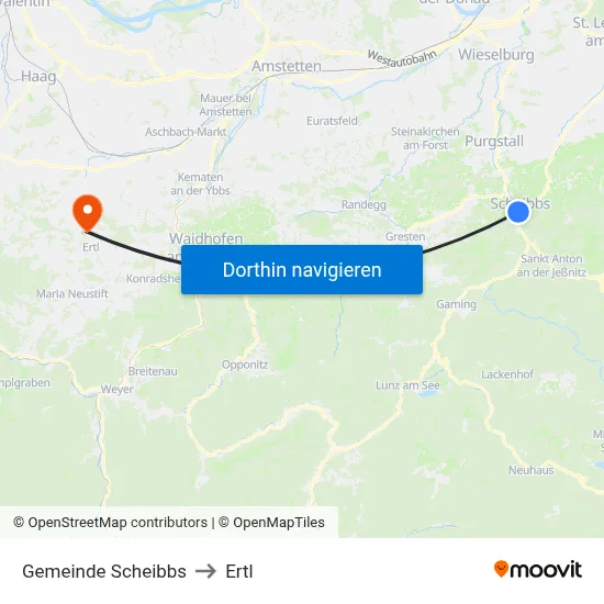 Gemeinde Scheibbs to Ertl map