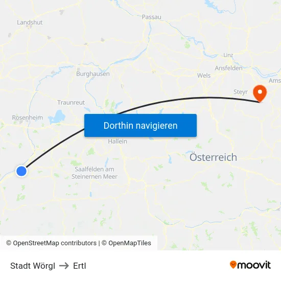 Stadt Wörgl to Ertl map