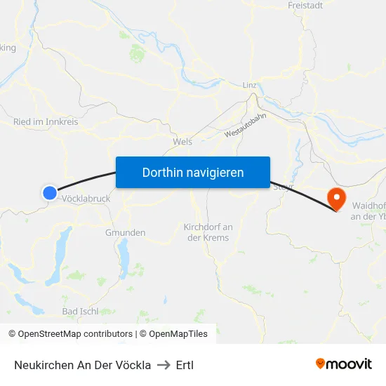 Neukirchen An Der Vöckla to Ertl map