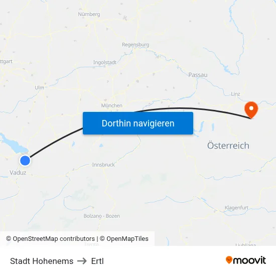 Stadt Hohenems to Ertl map