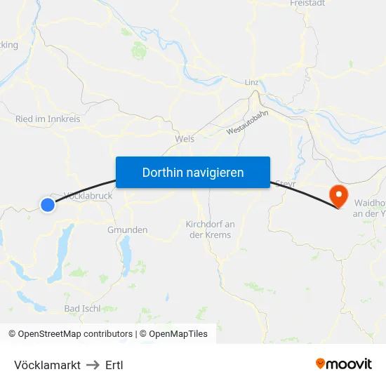 Vöcklamarkt to Ertl map