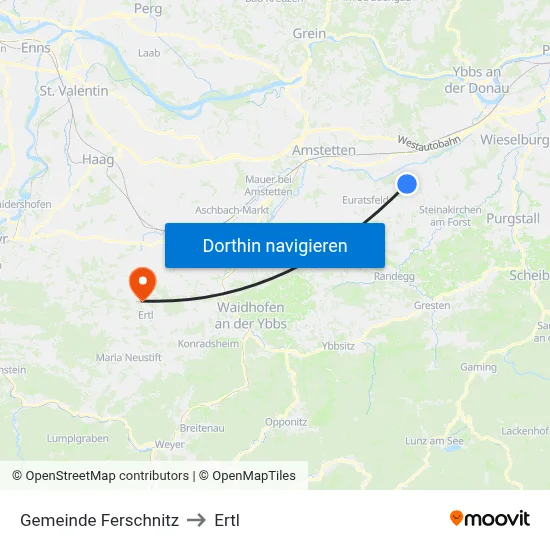 Gemeinde Ferschnitz to Ertl map