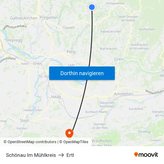 Schönau Im Mühlkreis to Ertl map