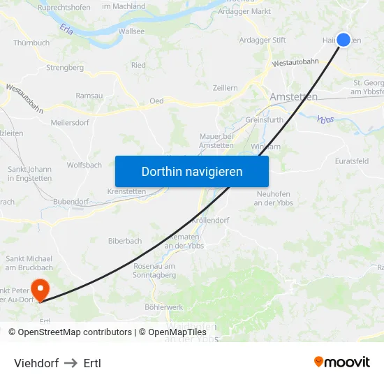Viehdorf to Ertl map