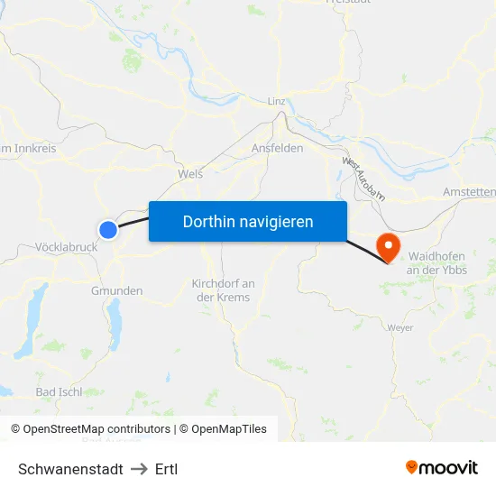 Schwanenstadt to Ertl map