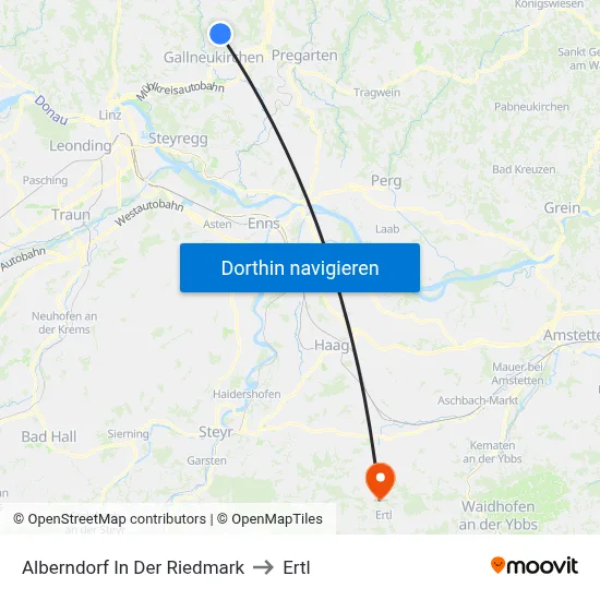 Alberndorf In Der Riedmark to Ertl map