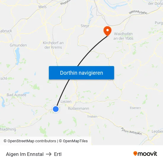 Aigen Im Ennstal to Ertl map