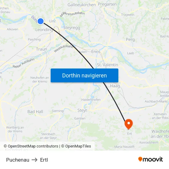 Puchenau to Ertl map