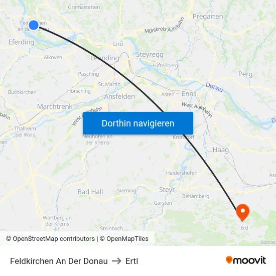 Feldkirchen An Der Donau to Ertl map