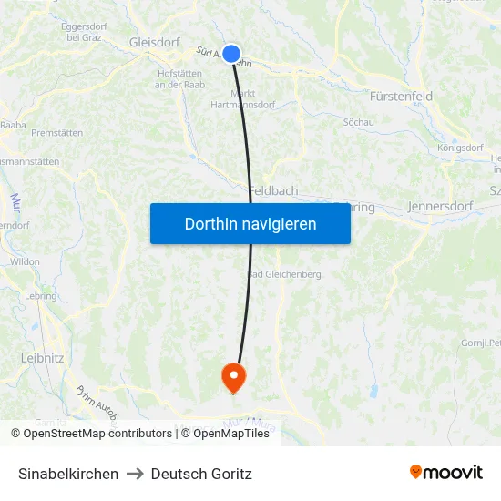 Sinabelkirchen to Deutsch Goritz map
