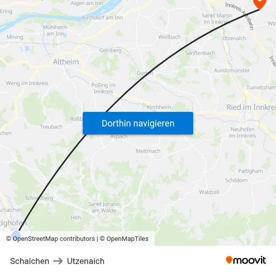 Schalchen to Utzenaich map