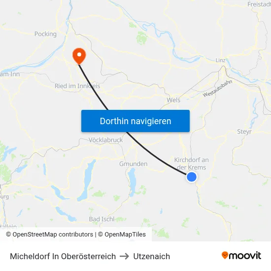 Micheldorf In Oberösterreich to Utzenaich map