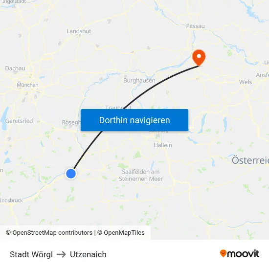 Stadt Wörgl to Utzenaich map