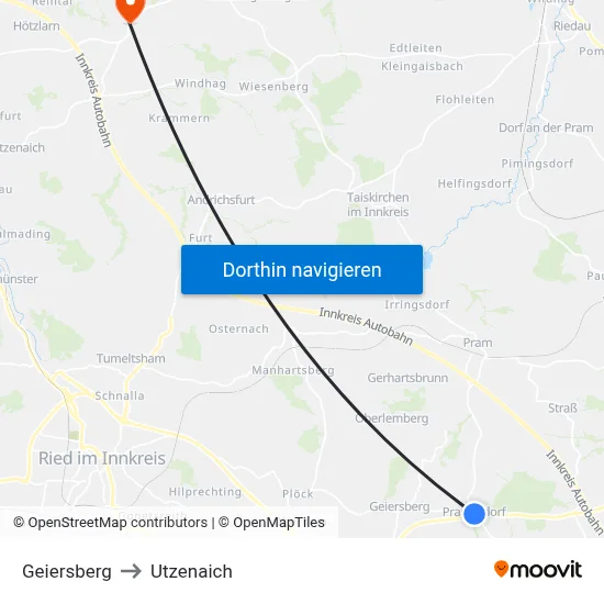 Geiersberg to Utzenaich map