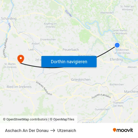Aschach An Der Donau to Utzenaich map
