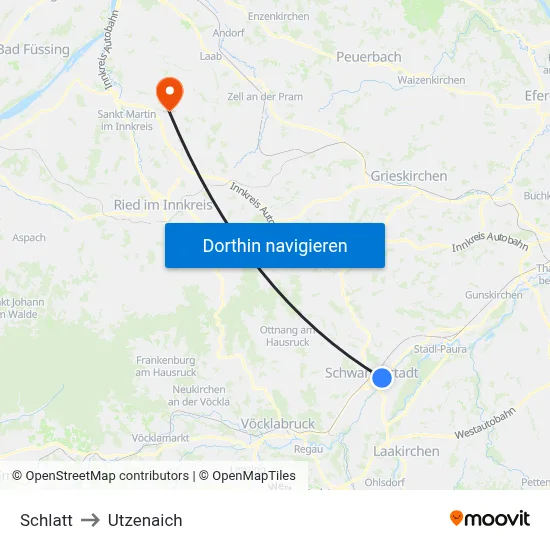 Schlatt to Utzenaich map